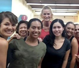 Kaiser Permanente Wailuku clinic registered nurses and medical assistants (including Marja Lehua Apisoloma, RN, HNA, at far left) are still smiling following an end of day workout.