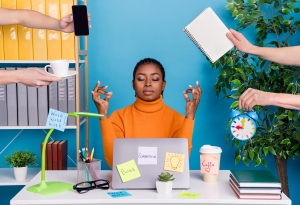 woman making zen sign with fingers