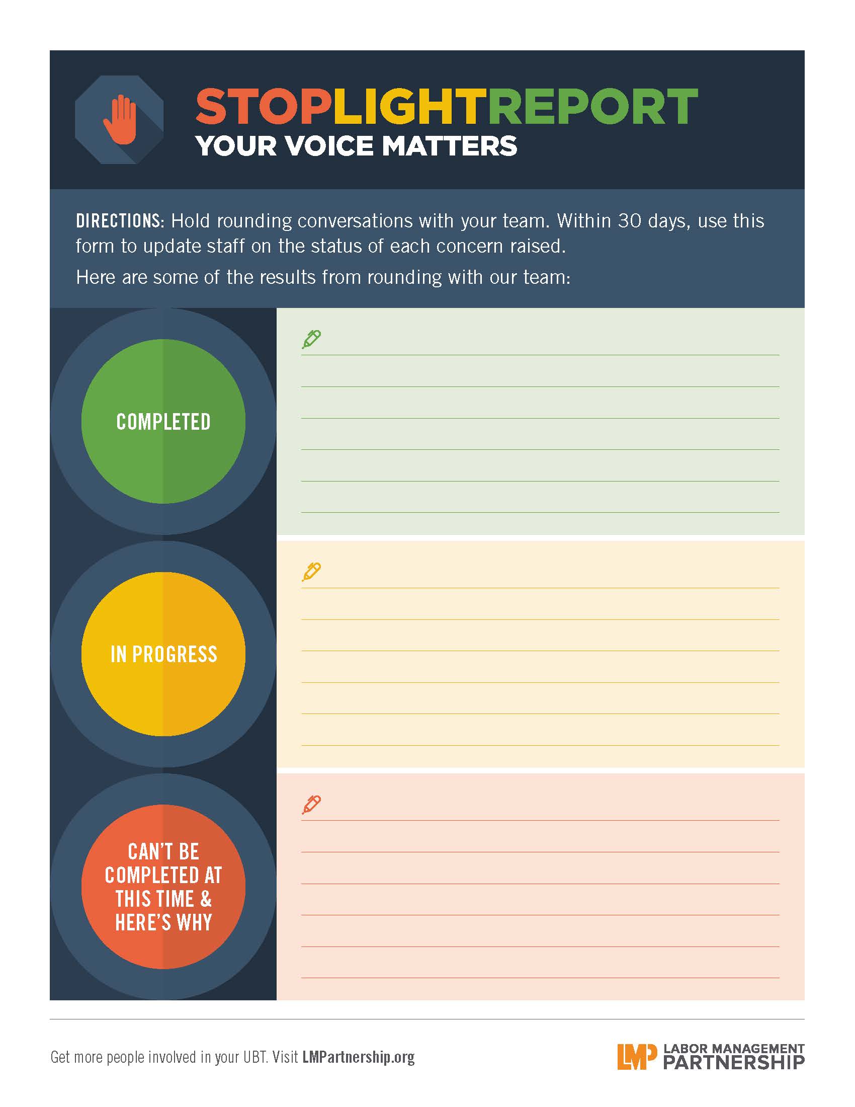 Stoplight Report: Your Voice Matters  Labor Management Partnership Regarding Stoplight Report Template